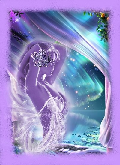 Femme superbe,nuit;belles couleurs mauves bleu roses;paix inspiration Joie BEAUTE FEMINITE