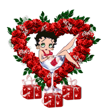 bonjour   Betty Boops  belle dns son COEUR DE ROSES